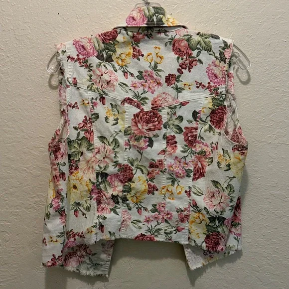 Vintage Floral Sleeveless Denim Vest Dress Jacket Jean Jacket - Picture 5 of 6